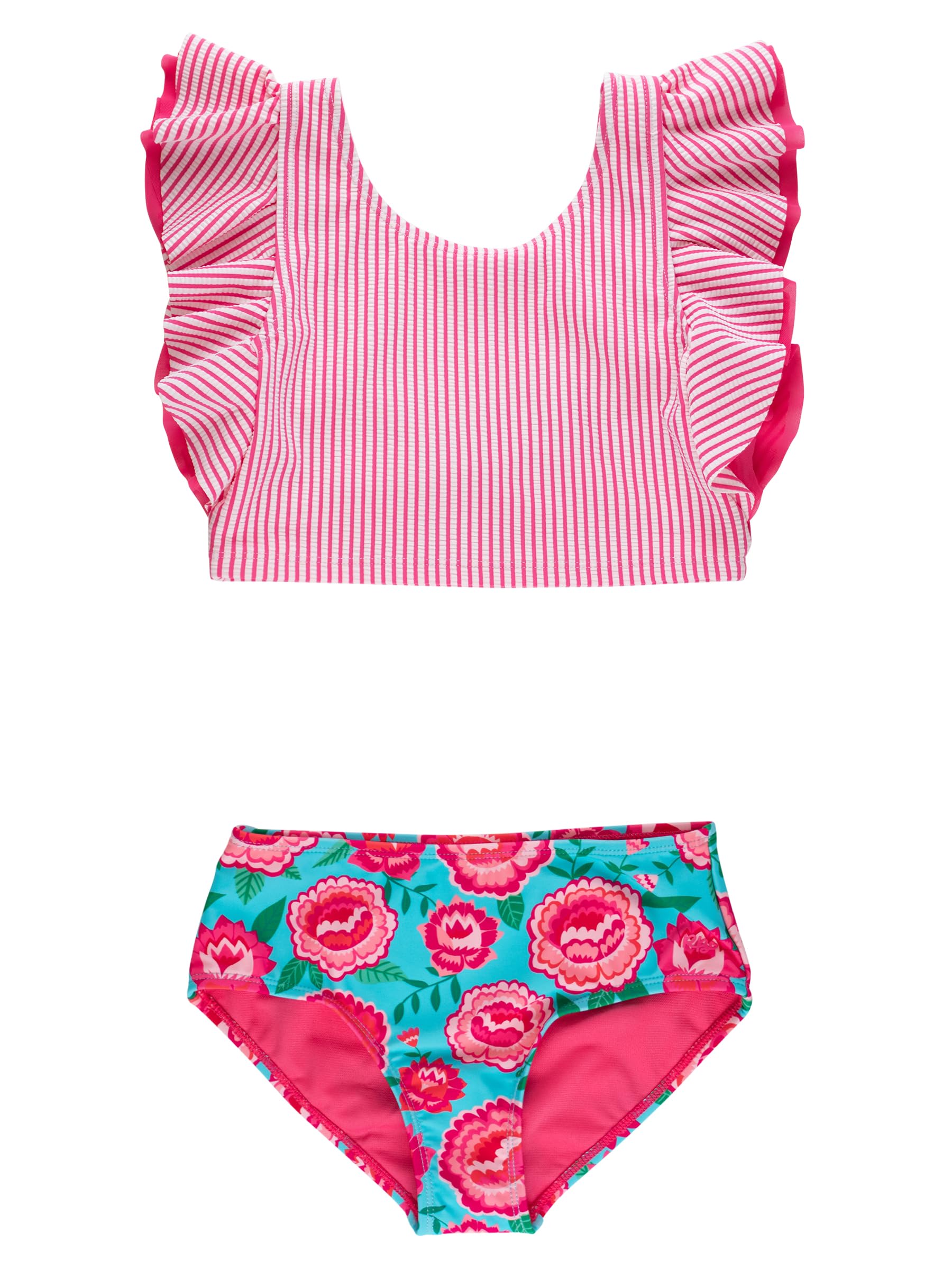 RuffleButts Baby/Toddler Girls Waterfall Tankinis - 2 Piece Swimsuit UPF50+