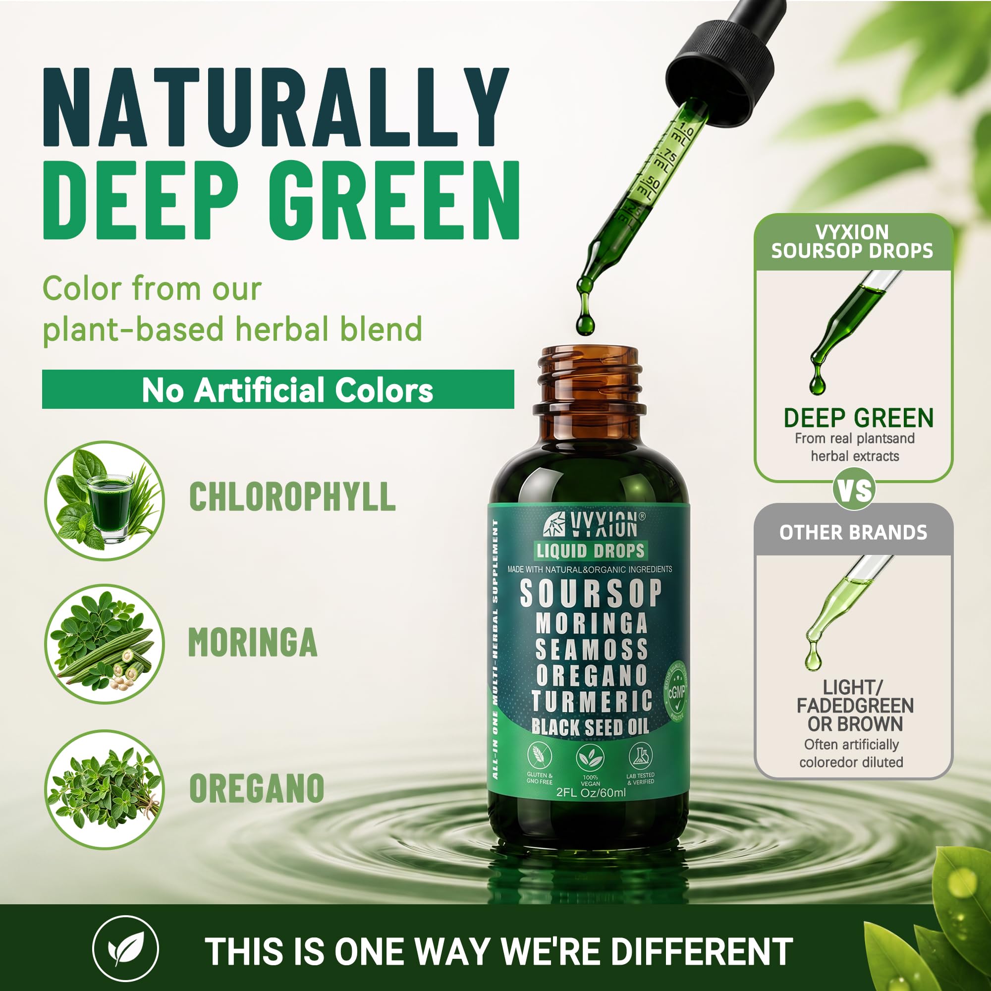 Vyxion Soursop Bitters Liquid Drops 10 in 1 with Sea Moss, Moringa, Turmeric, Black Seed Oil, Oregano, Ashwagandha | Herbal Extracts for Overall Health-Enhancing | Vegan, Non-GMO | 2 Fl Oz — Amazon image 4