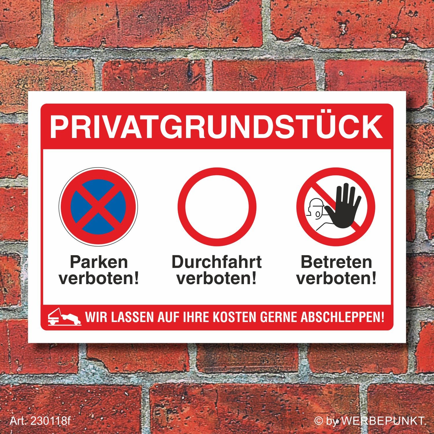 Schild Privatgrundstück Betreten verboten Durchfahrt Parken 600 x 400 mm