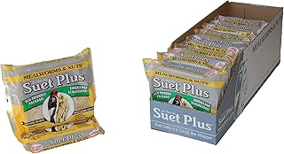 Suet Plus Suet Cakes 12 Pack of 11 oz Bird Suet Cakes (Mealworm and Nut)
