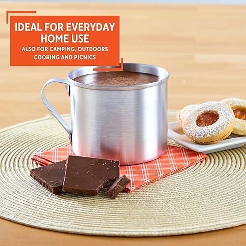 Vista 14 de Imusa Stovetop Use or Camping - Taza de aluminio de 0.7 cuartos de galón, 1 unidad (paquete de 1), color plateado