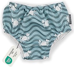 LaLoona Couche de Bain Bébé Réutilisable Oeko-Tex Standard 100 – Maillot de Bain Bebe Anti Fuite Piscine et Plage, Séchage Rapide, Confortable – Motif Crabe Vert, Taille 62-68