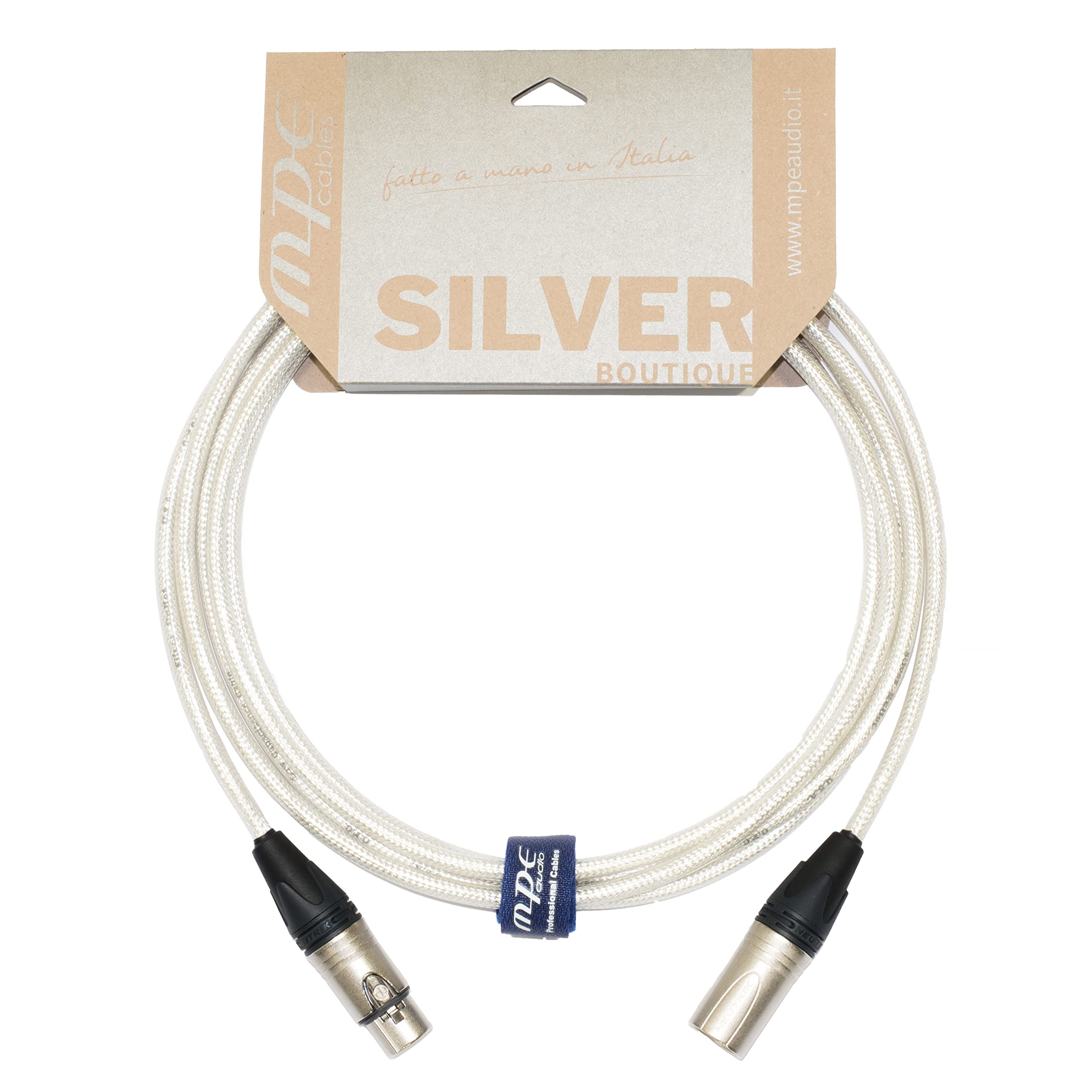 MPE - Cavo Super professionale Bilanciato Made in Italy per microfono e Casse Attive con due XLR NEUTRIK Maschio Femmina MOD S.TWO (5 MT)