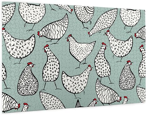 Miniatura 2 de Rompecabezas de 1000 piezas para adultos, piezas familiares que encajan perfectamente entre sí de 27.5 x 19.7 pulgadas, pollos dibujados a mano