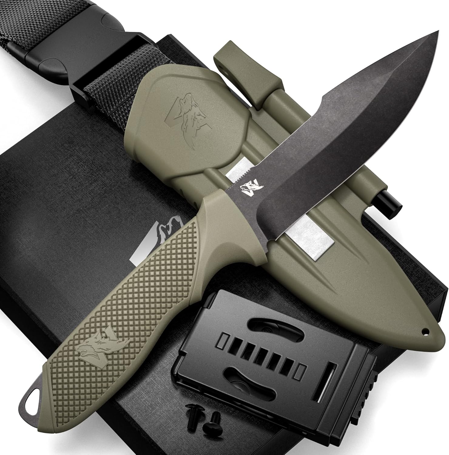 ODENWOLF WOLFIII Full Tang Survival Knife with Fire Starter and Sheath Stylish