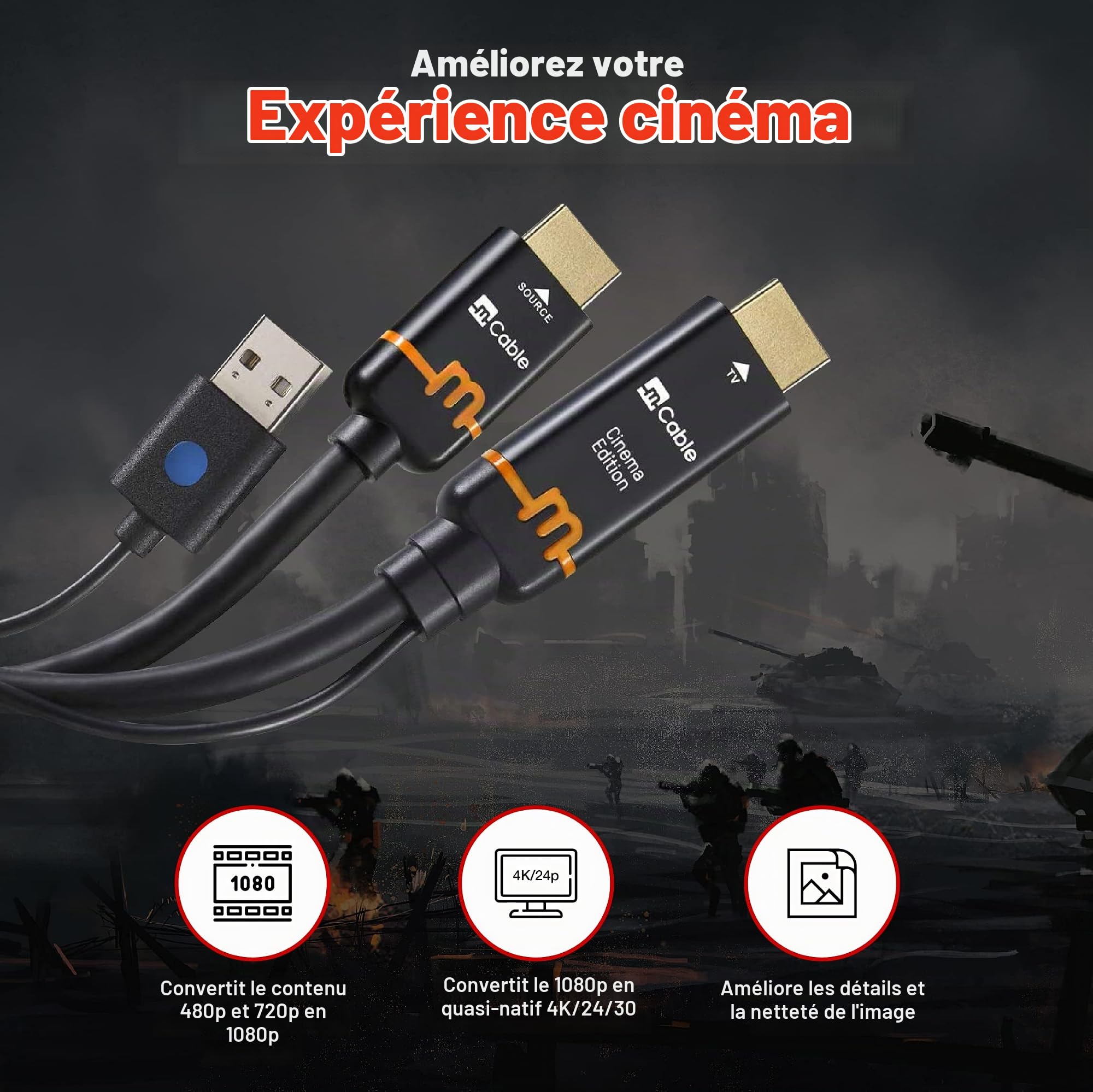 Marseille MN02612 Câble HDMI 1,54 m Noir