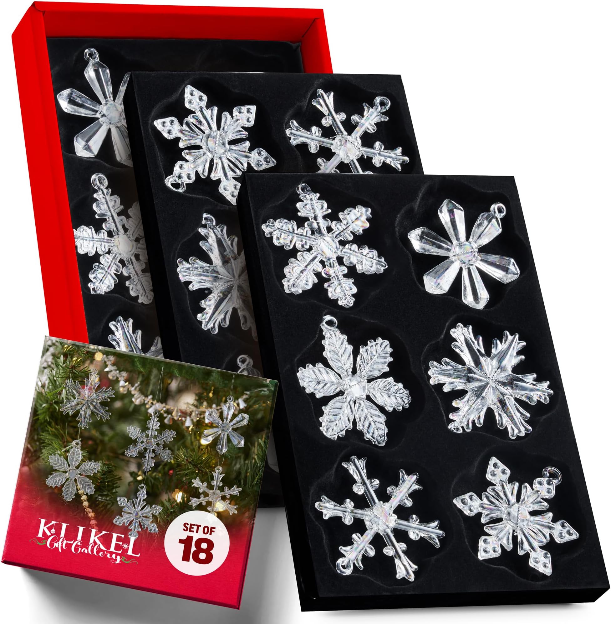 Glass Snowflake Ornament Set of 18