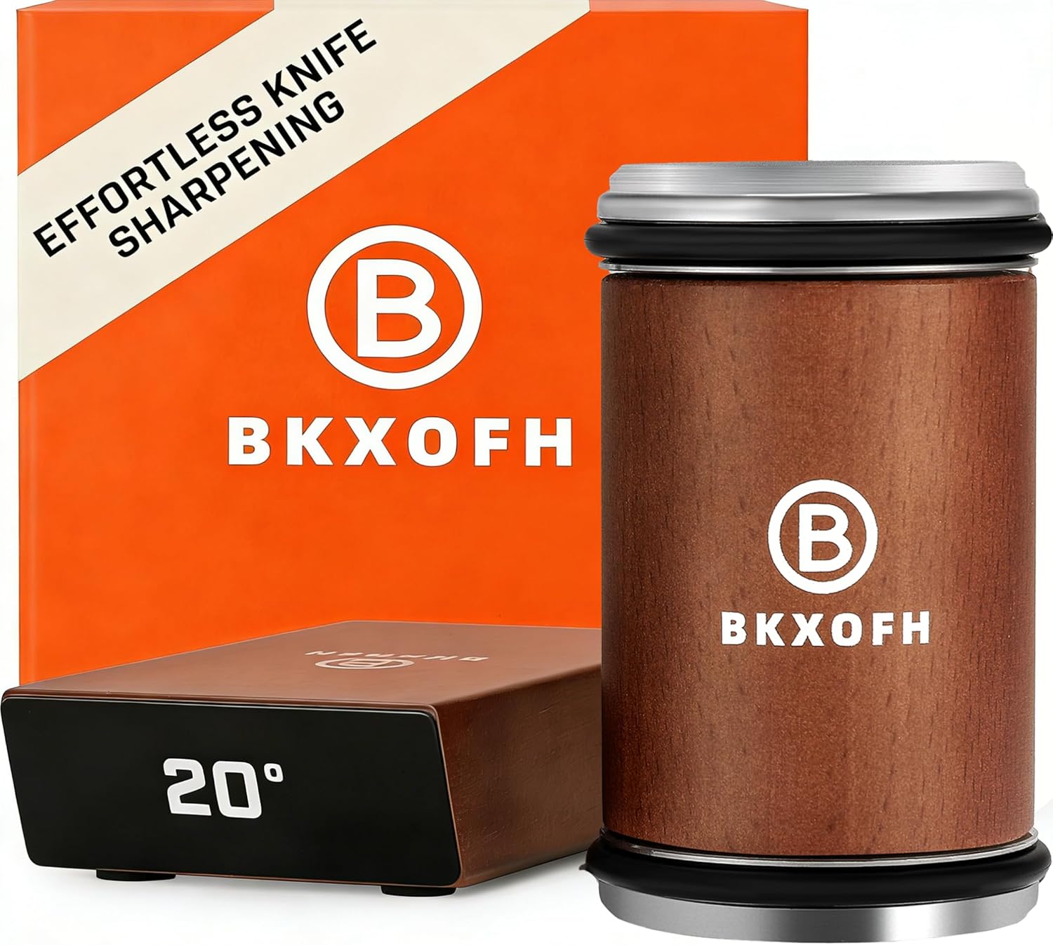 Rolling Knife Sharpener, Rolling Knife Sharpening Kit, Kitchen Knives Sharpener with Diamond and Ceramic for Steel of Chef Blade, Knives Sharpening Tool with 15 & 20 Degree Magnetic Angle, Walnut