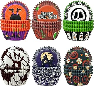 qiqee Halloween 300-Count Cupcake Liners Standard Cupcake Cups 6 Design ...