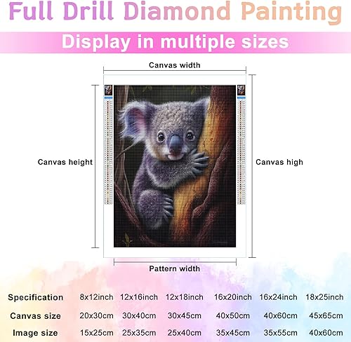 Miniatura 3 de Kits de pintura de diamantes 5D para adultos, kits de arte de diamantes para principiantes, Koala pequeño, taladro completo, gemas de puntos de