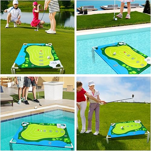 Miniatura 5 de Juego de astillado de golf flotante verde  Juego de astillado de golf de Cornhole de golf Battle Royale con velcro para adultos en interiores y