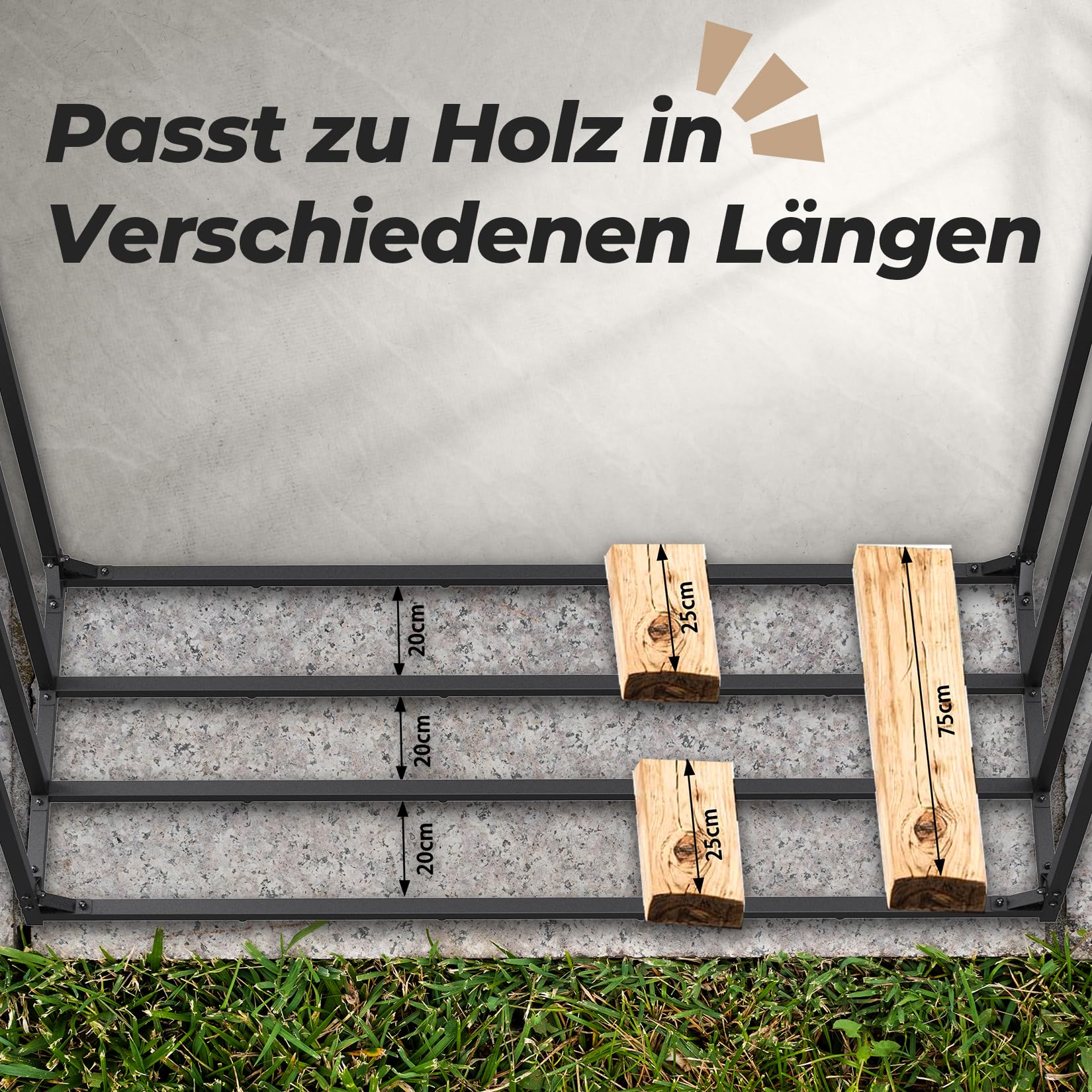 CHOSHOME Kaminholzregal Aussen 185x70x185cm, Metall Kaminholzlager Außen XXL, Anthrazit Garten Kaminholzunterstand 3,3 SRM / 2,3m³, Metalldach, Feuerverzinkt, Brennholzregal