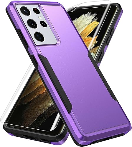 Funda para Samsung Galaxy S21 Ultra, S21 Ultra con protector de pantalla, probada contra caídas de grado militar, resistente, resistente, a prueba