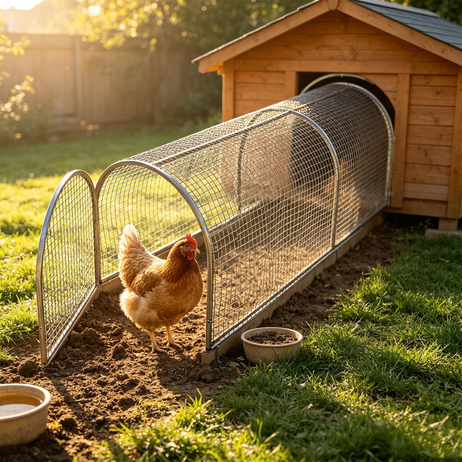 Túnel Exterior Plegable para gallineros, para gallinas, Patos y Conejos | Metal, extensión, Recinto para aves al aire libre, portátil, Instalación rápida, Conectar y desconectar libremente