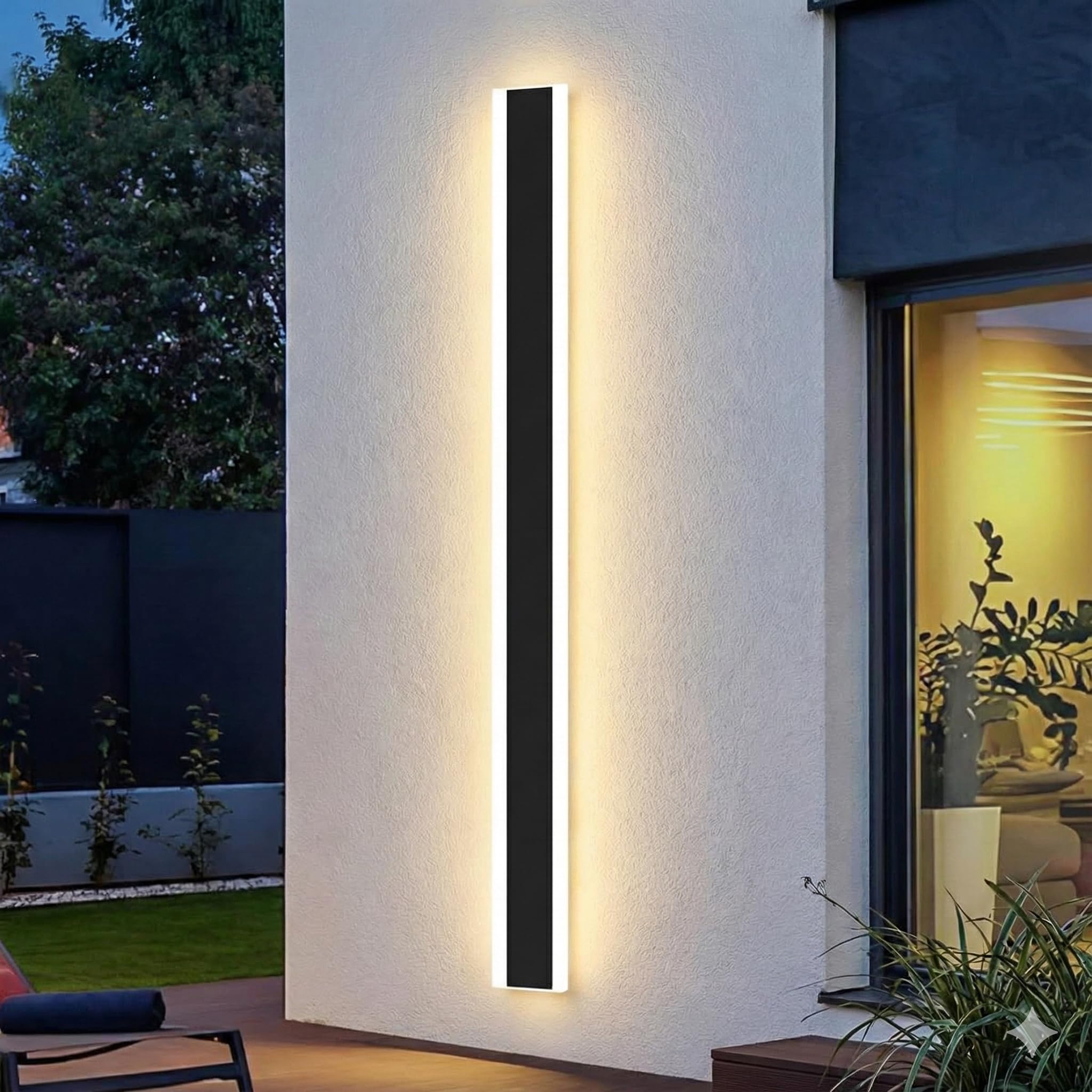 Enerj Black 120Cm Modern Led Outdoor Wall Light, 24W Warm White 3000K Linear Architectural Sconce, Ip65 Waterproof Exterior Facade Lighting For Garden, Courtyard & Patio, Matte [Energy Class A]