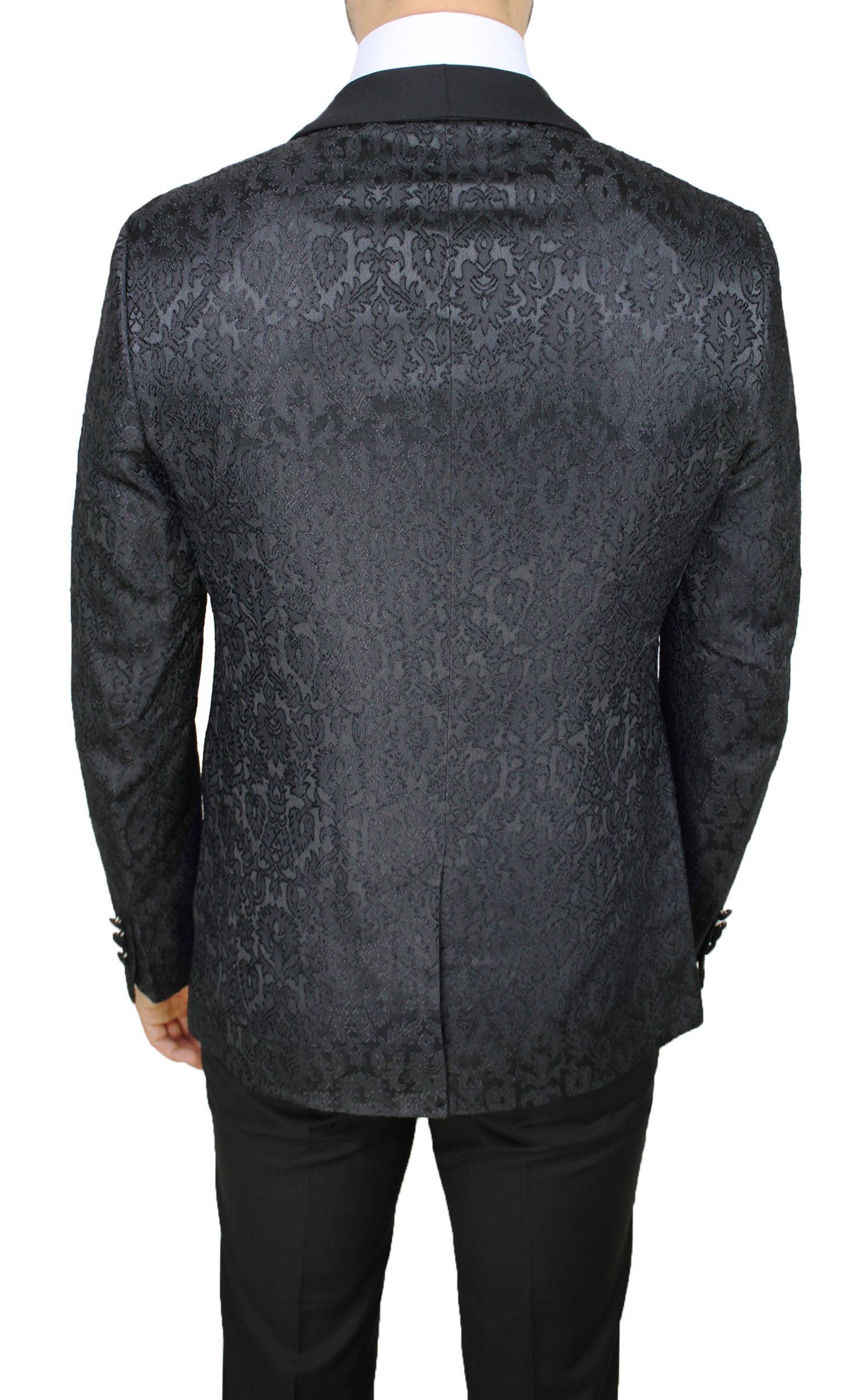 Abito Completo Uomo Sartoriale Tessuto Raso Damascato Floreale Vestito Smoking Elegante Cerimonia