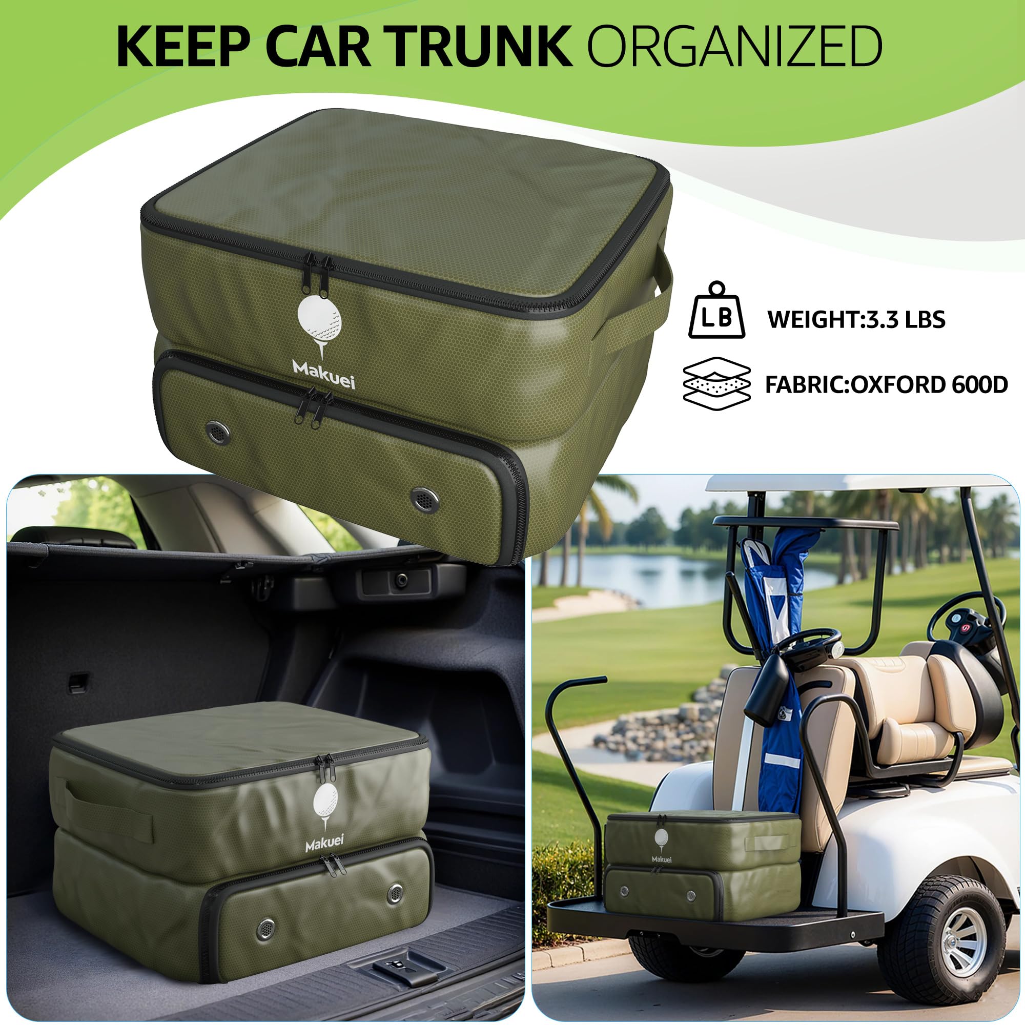 Makuei Golf Organizer - Sacca da golf impermeabile progettata con scomparti ventilati e organizer modulari per personalizzare lo spazio di stivaggio - Ottimo regalo per i golfisti