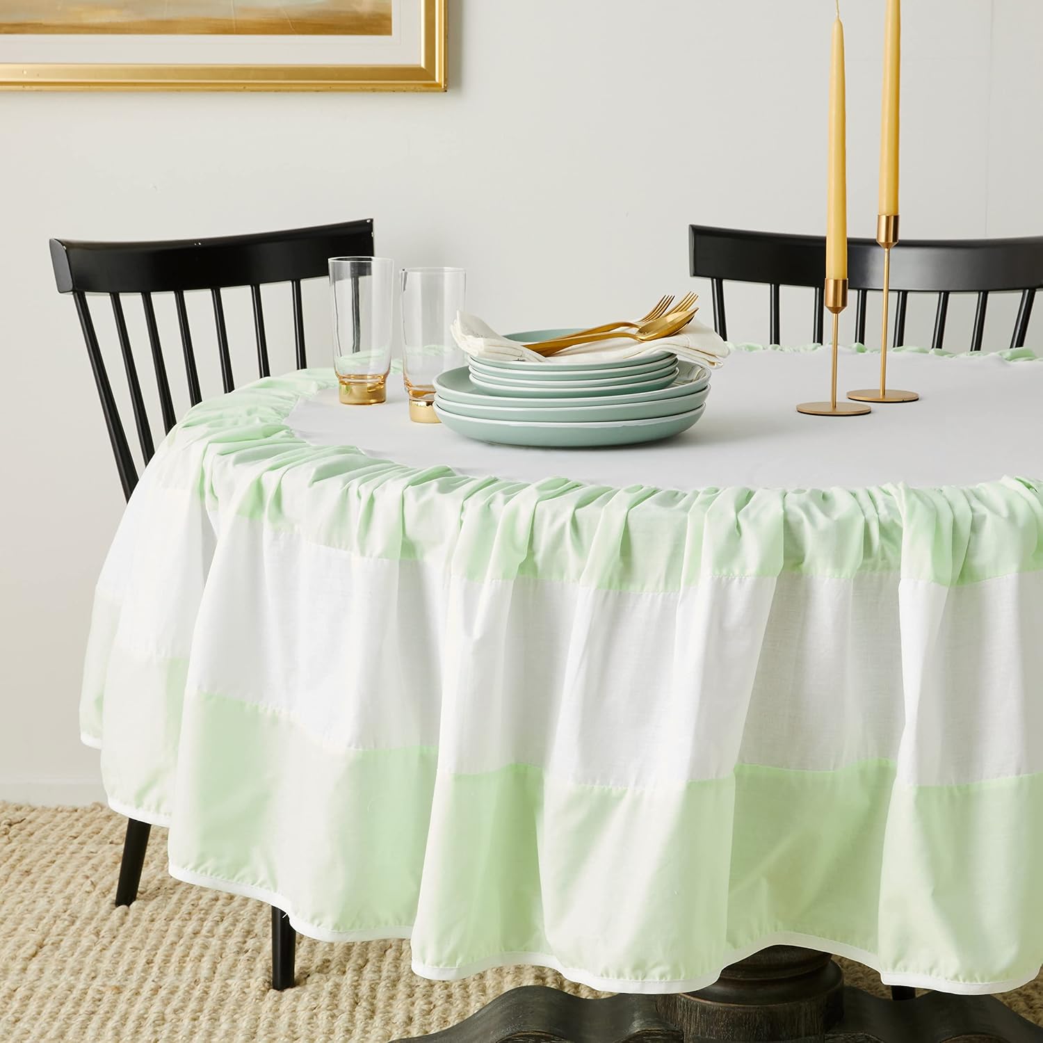 Baby Doll Sweet Lodge Collection Round Crib Skirt/Dust Ruffle in Mint