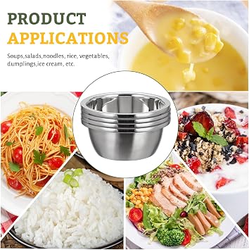 Stainless Steel Bowl Set of 4, Thicker 18/8 Stainless Mixing Bowls 1400ml, Salad Bowls, Nesting Metal Prep Bowls for Cooking Baking Marinating, Serving Bowls for Cereal Soup