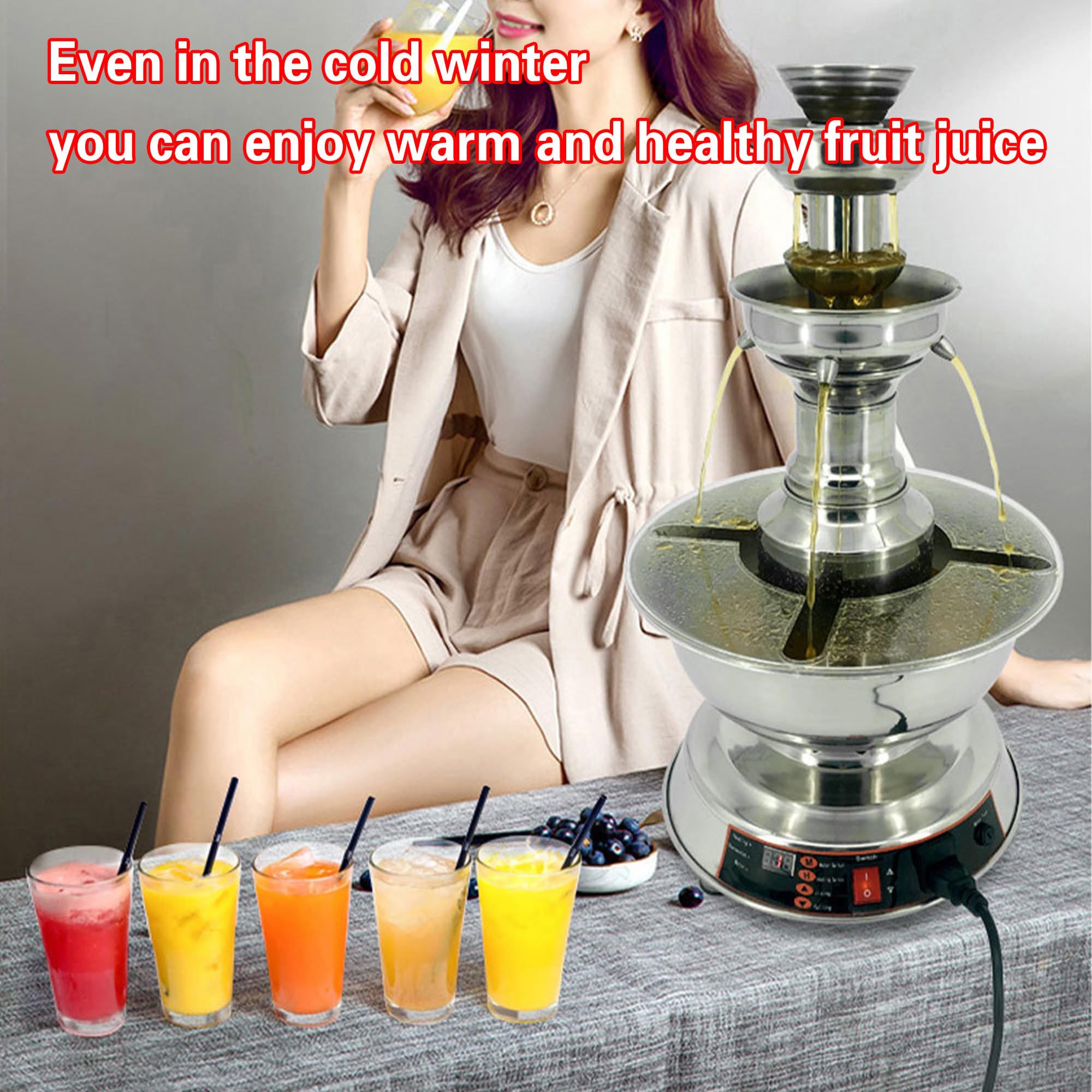 Fontaine à Vin Et Champagne électrique à 3 Niveaux - Chauffe/refroidisseur De Boissons En Acier Inoxydable Avec Contrôle De Température 0-100℃ Et écran Lcd, Capacité De 3,5 L Pour Mariages