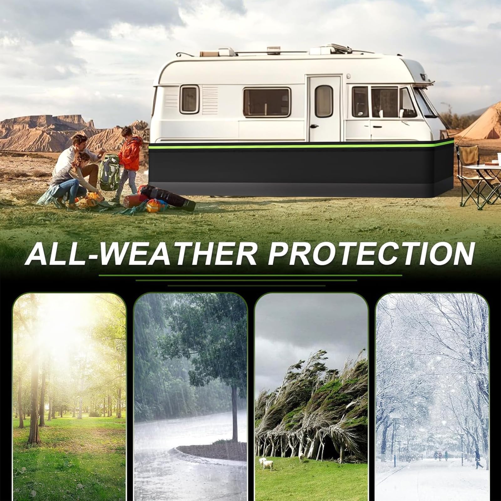 Kit di battiscopa invernale per camper per rimorchi da viaggio, isolato dal vento e dalla neve con facile arrotolamento