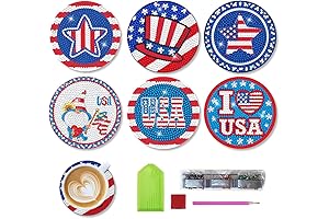 Weadatty 6 Pcs 4th of July Diamond Painting Coasters Kits