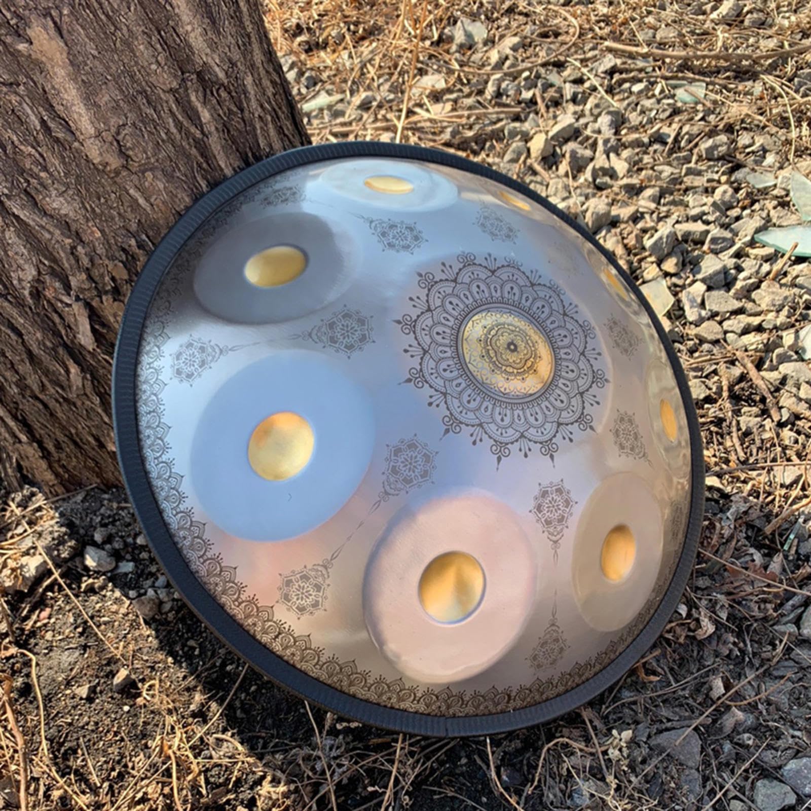 Handpan 432HZ-12Notes - Tamburo a percussione in acciaio, 22 pollici, con borsa da viaggio, colore: Argento