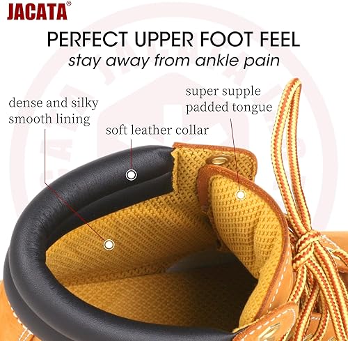 Miniatura 5 de Botas de trabajo para hombres, puntera de acero, zapatos de seguridad para hombre, 6 pulgadas, resistente al agua, de cuero, antideslizante, de