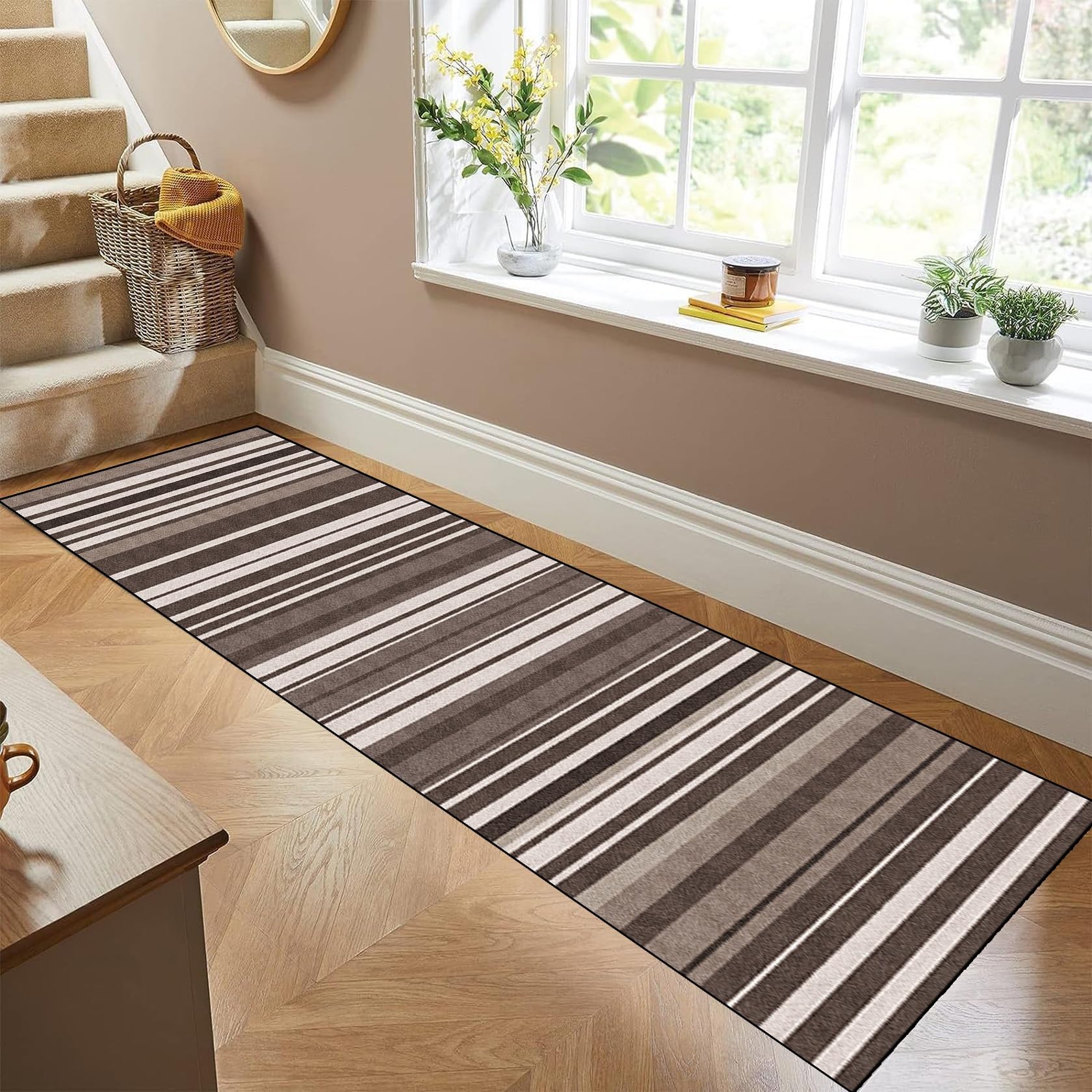 Tapis de passage 40 x 210 cm doux absorbant tapis de couloir antidérapant lavable