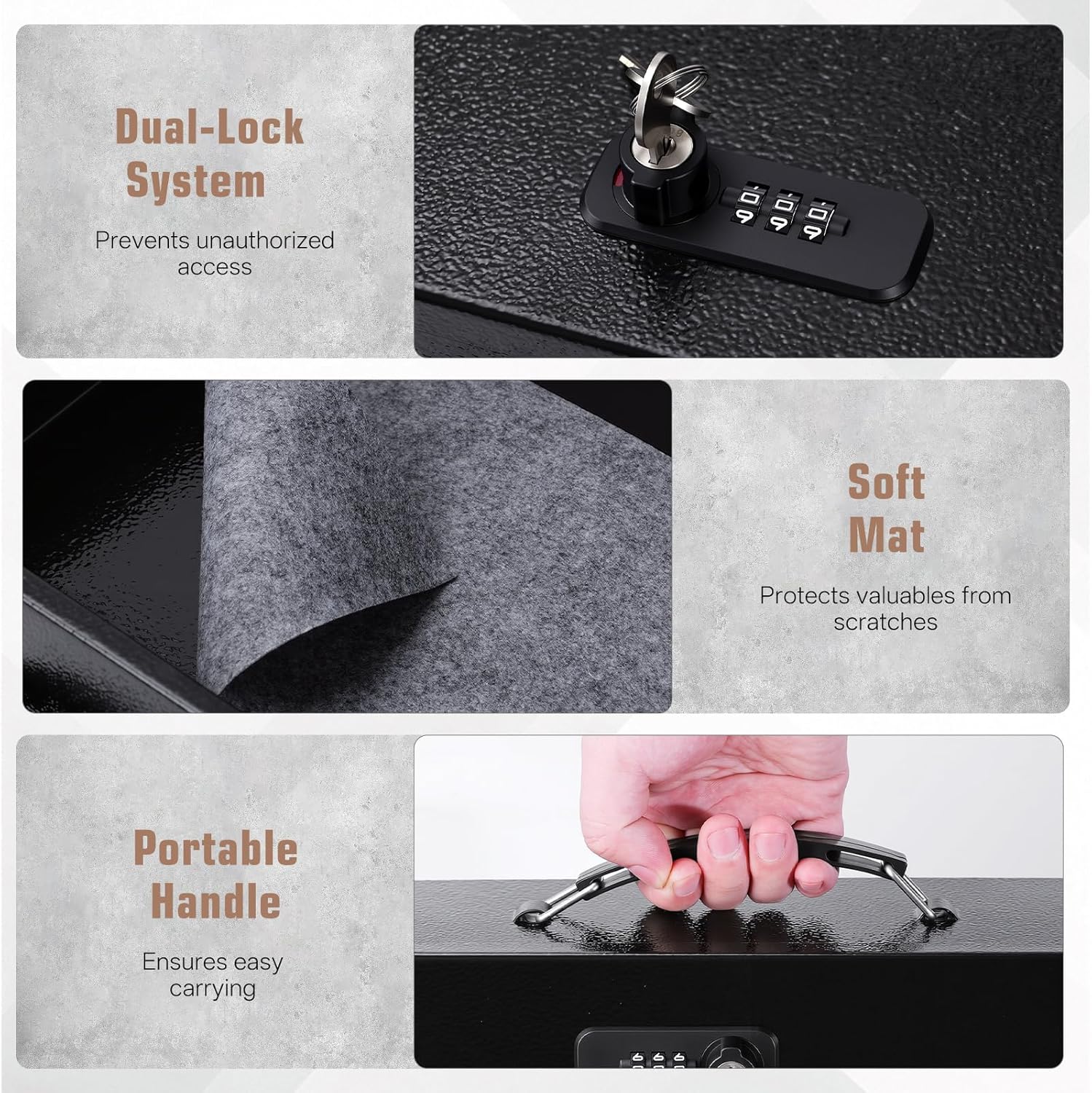 Fireproof Safe Lock Box Metal, Fire Proof Safe for Home Documents, Portable Security Box with Dual Combination and Key Lock for Personal Items,Passport, Money, X Large 13.2" x 11" x 4.13"