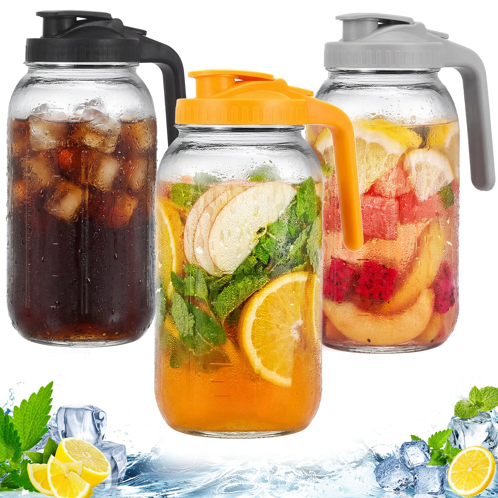 NOXKECION 3 Pack 64 oz Glass Pitchers