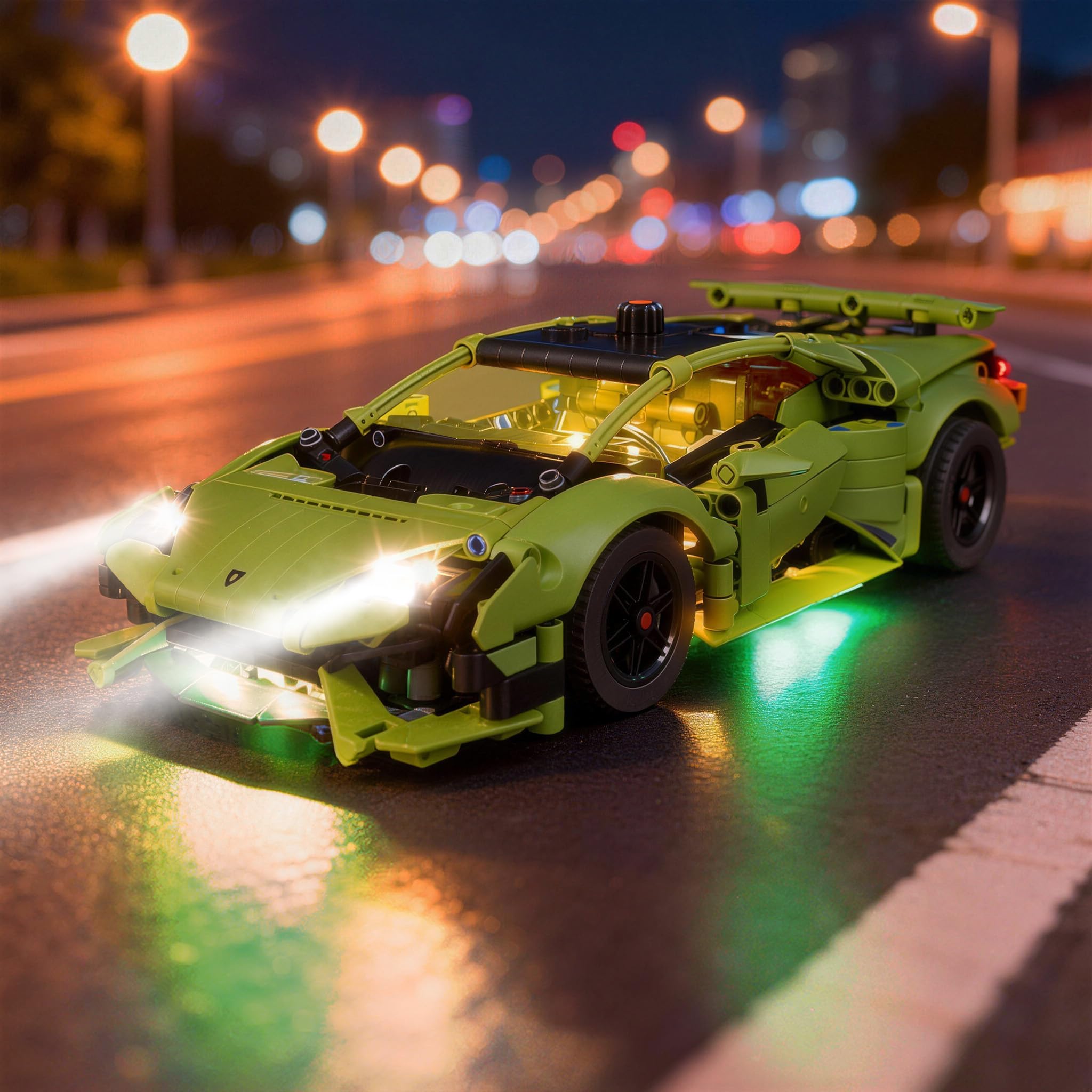 Kyglaring Light Kit Compatible with Lego Lamborghini Huracán Tecnica Technic 42161 Building Blocks,Upgrade The Green Ambient Lighting,Lights Only