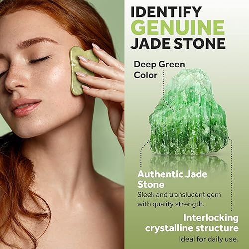 Miniatura 6 de Jade Roller for Face and Gua Sha Set - 2 Anti-Aging Facial Rollers and Gua-Sha Facial Tool - Face and Body Massager for Your Skincare Routine -