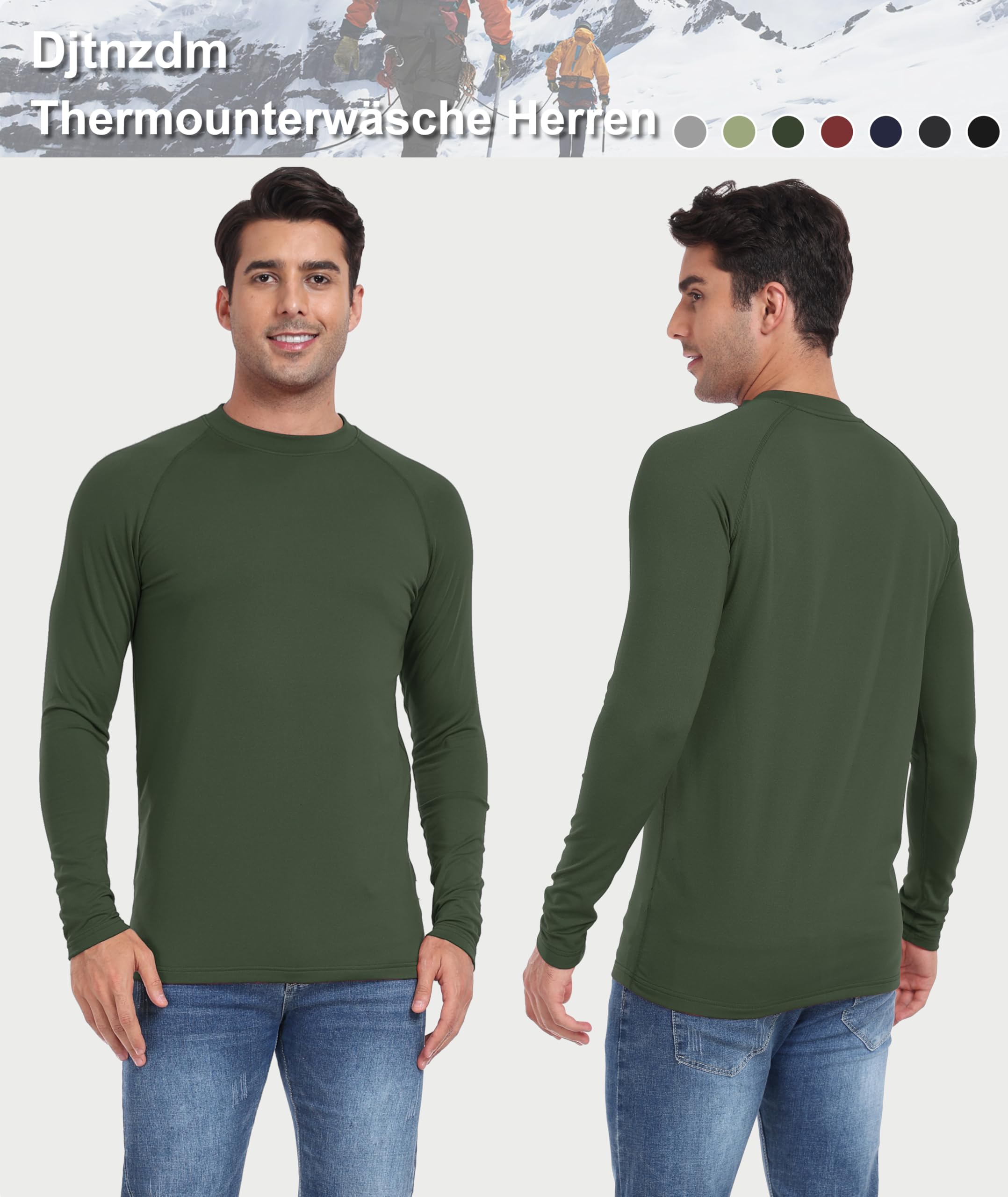 Djtnzdm Maglietta Compressione Uomo Maglia Termica Uomo in Pile Maniche Lunghe Invernale Sportivo Fitness Sci Termico Uomo Top