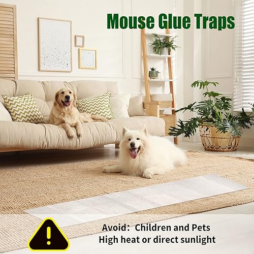 Miniatura 5 de Qualirey 20 trampas adhesivas ultra grandes de pegamento para ratones de 47 pulgadas, trampas adhesivas para ratas, cucarachas, roedores, tapetes