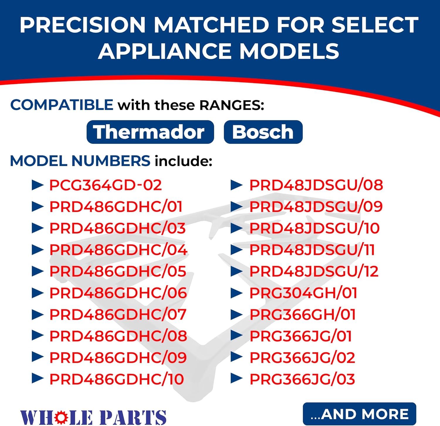Whole Parts 00145306 Range Burner Grate - Replacement and Compatible with Some Thermador and Bosch Ranges - 2 Yr Warranty