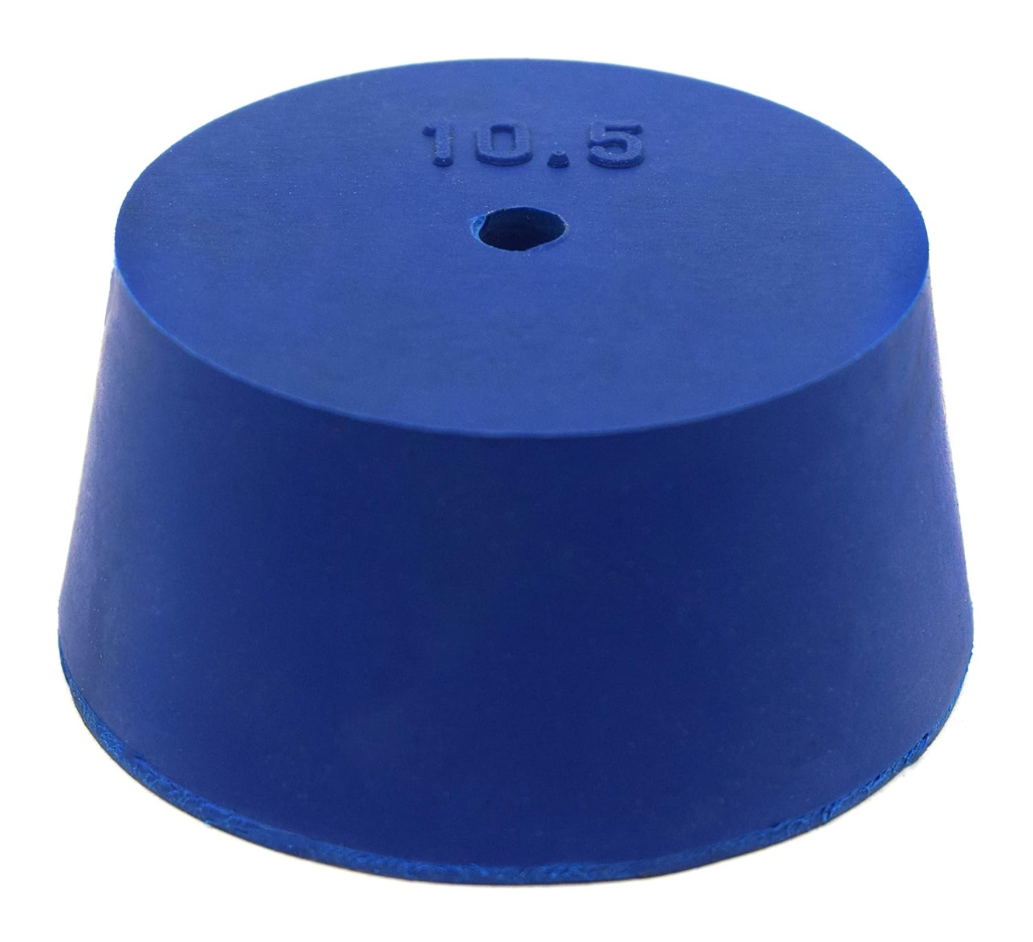 EISCO 10PK Neoprene Stoppers, 1 Hole - ASTM - Size: #10.5-45mm Bottom, 53mm Top, 25mm Length - Suitable for use with Petroleum, Oils & Most Inorganic Acids and Bases
