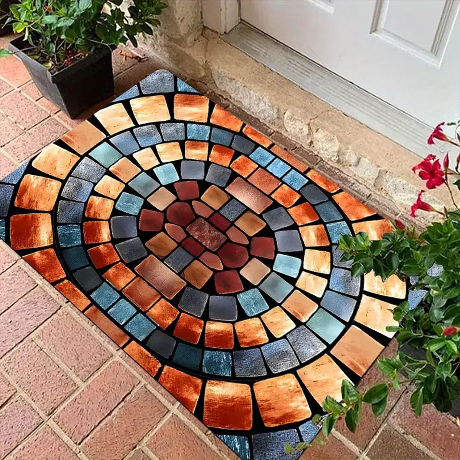 3D Hole Rug Realistic Optical Illusion Rugs Funny Bottomless Doormat Area Rug Absorbent Non-slip Floor Mat for Bathroom Living Room Playroom Entryway Front Door, Washable Door Mats Indoor & Outdoor B