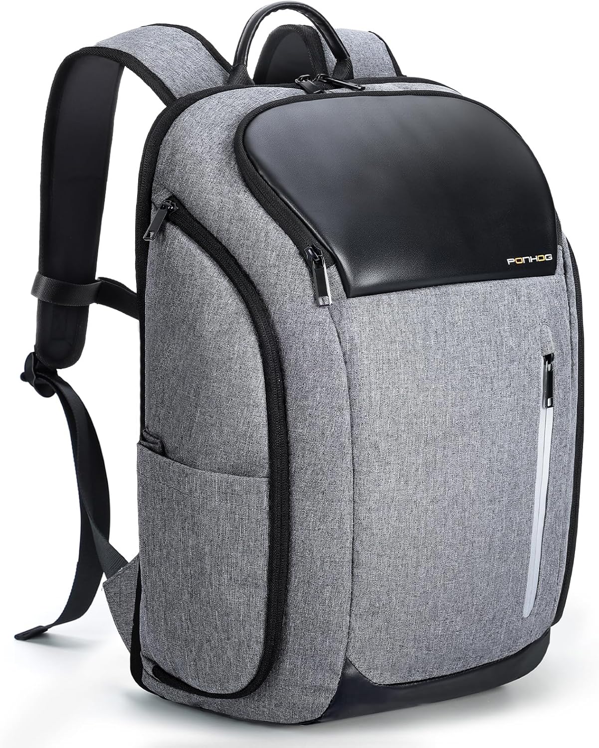 Ponhog Sac à Dos Homme 30L – Grande Capacité Sac Ordinateur Portable 17,3 Pouces avec Poche Anti-Vol, Ouverture 180° et Tissu Anti-Éclaboussures, Approuvé TSA pour Voyages d’Affaires, Travail(Gris2)