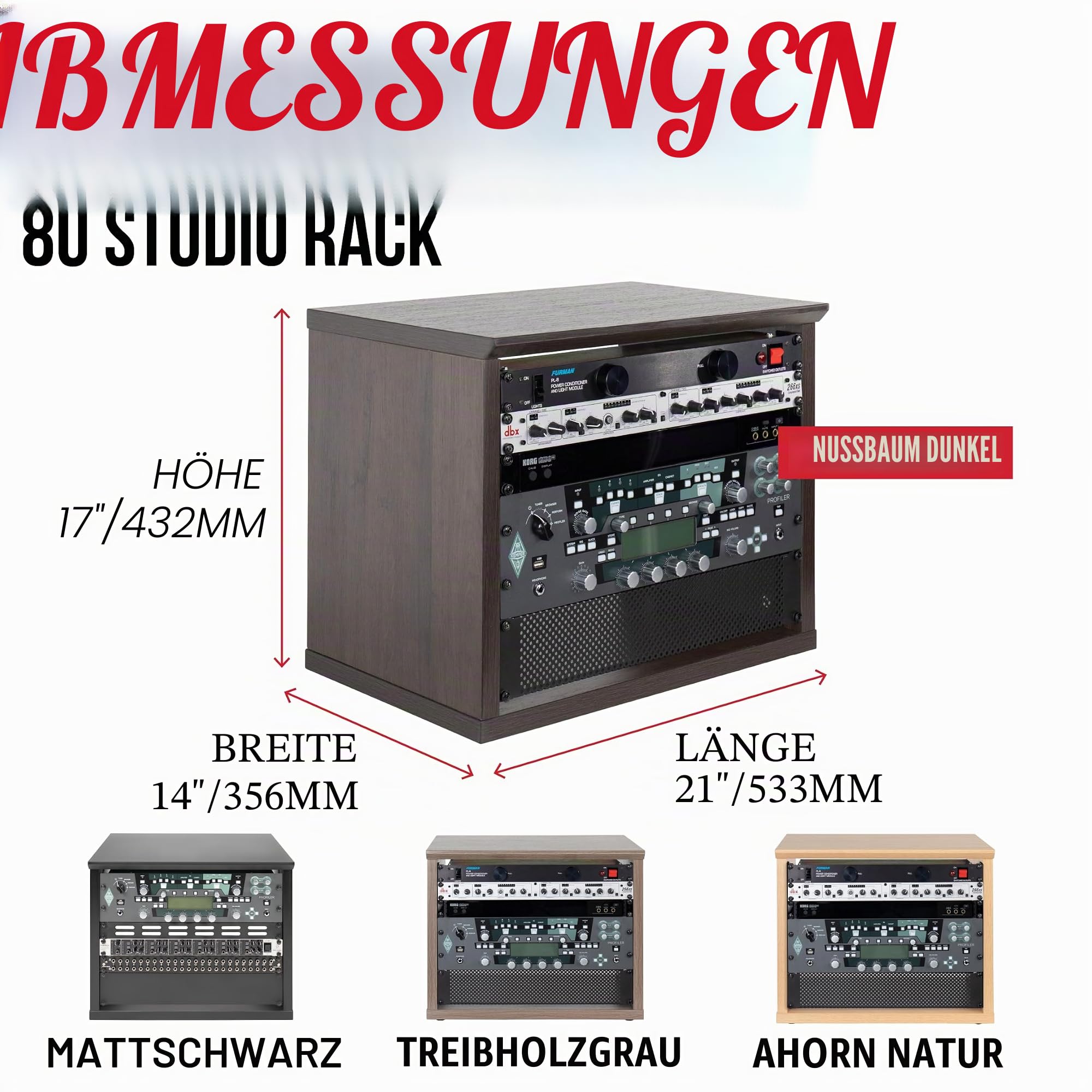 Gator Frameworks Elite Furniture Serie 8U Desktop Studio Rack in natürlichem Ahorn mattiert (GFW-ELITERK-8U-MPL)