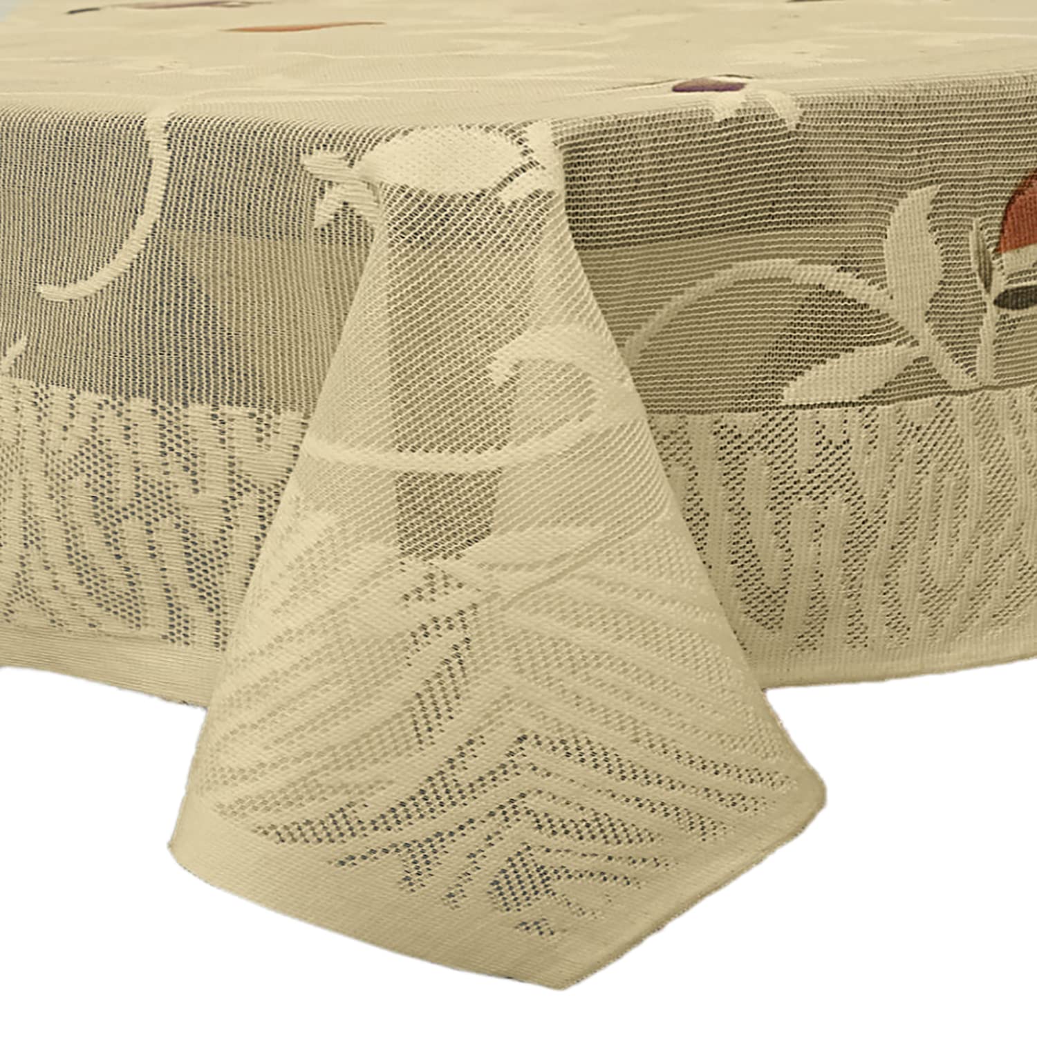 Kuber Industries Leaf Printed Home Decorative Luxurious 4 Seater Cotton Center Table Cover/Table Cloth, 40"x60" (Cream)-44KM020