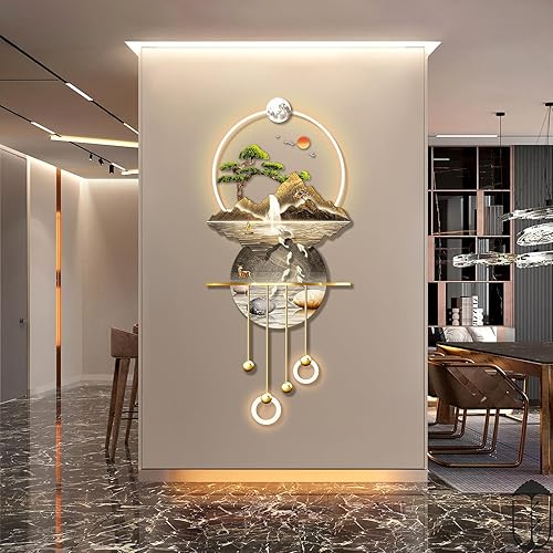 Vista 2 de QAUWXKM Arte de pared LED para decoración del hogar, arte 3D con luz, decoración de paredes, esculturas grandes en 3D, decoración LED