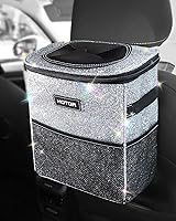 Vista 17 de Hotor Cesto de basura marrón, para automóvil, con correa ajustable, broches magnéticos, forro impermeable y bolsillo de almacenamiento