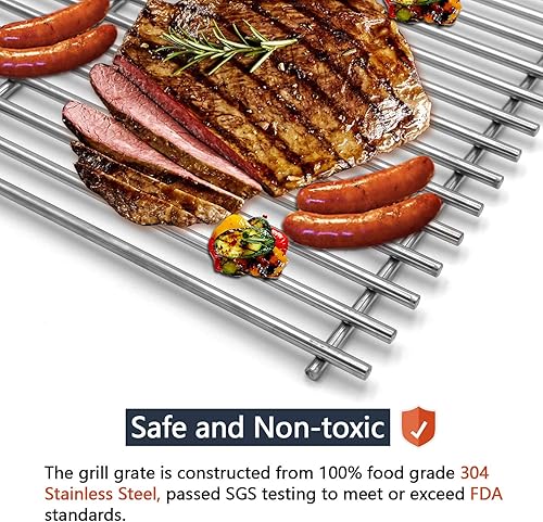 Miniatura 5 de Hongso Rejillas de cocina de acero inoxidable sólido SUS304 de 19.5 pulgadas para parrillas de gas Weber Genesis E y S Series 300 E310 E320 S310