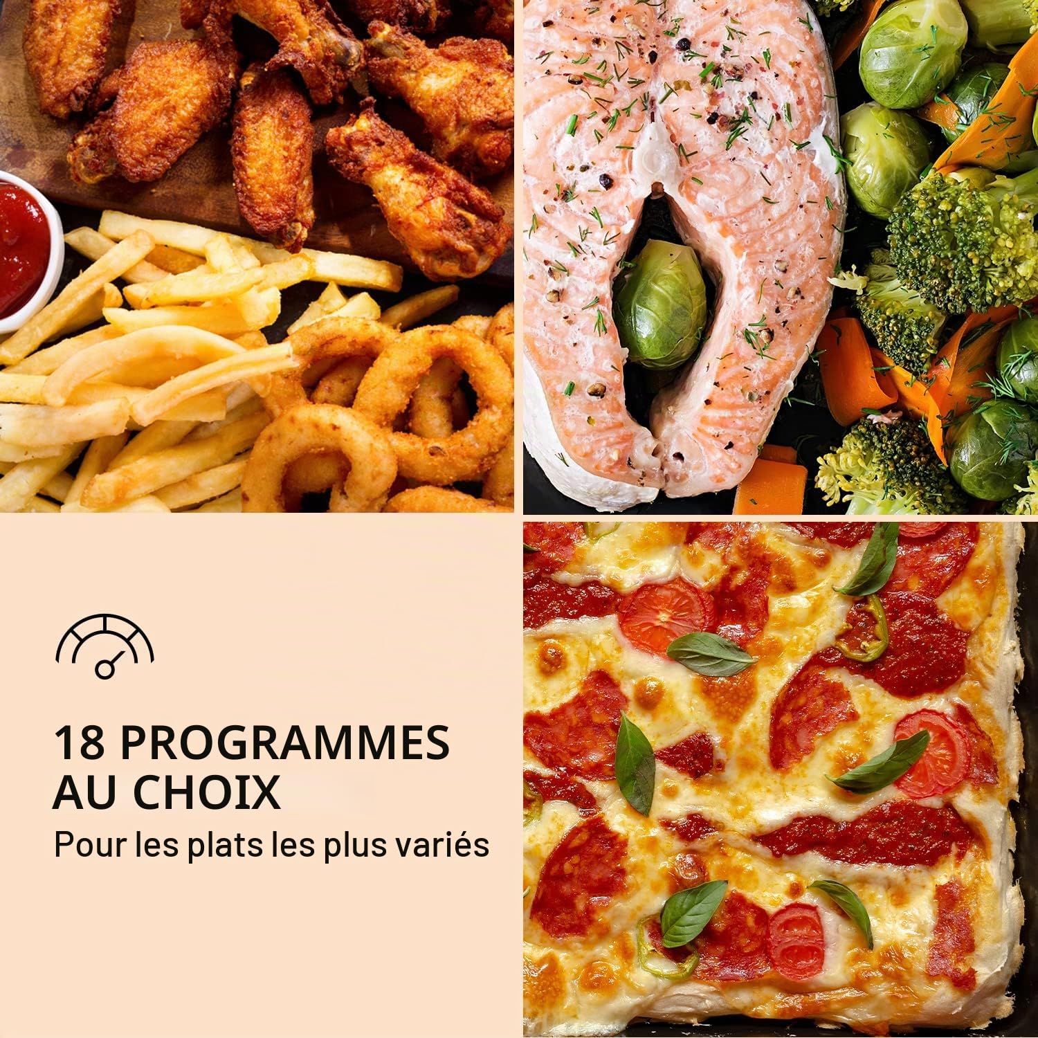 Klarstein Vigor Air Friteuse à air chaud XXL, Airfryer de 1800 W, friteuse à air chaud 30 litres, 18 programmes, chaleur de voûte et de sole, blanc