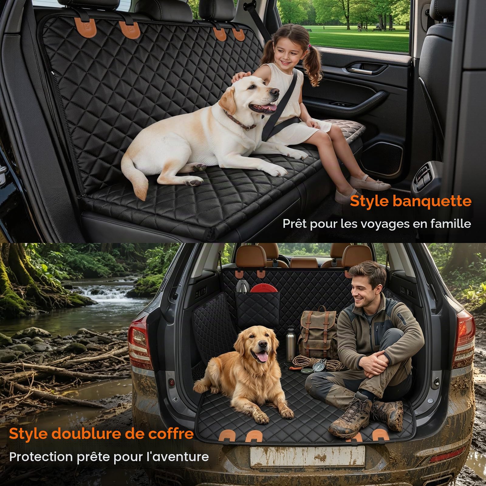 URPOWER 100% siège de chien imperméable couverture de siège de voiture pour animaux de compagnie seat cover hamac heavy duty inrayable nonslip durable doux pet retour housses pour voitures, camions et