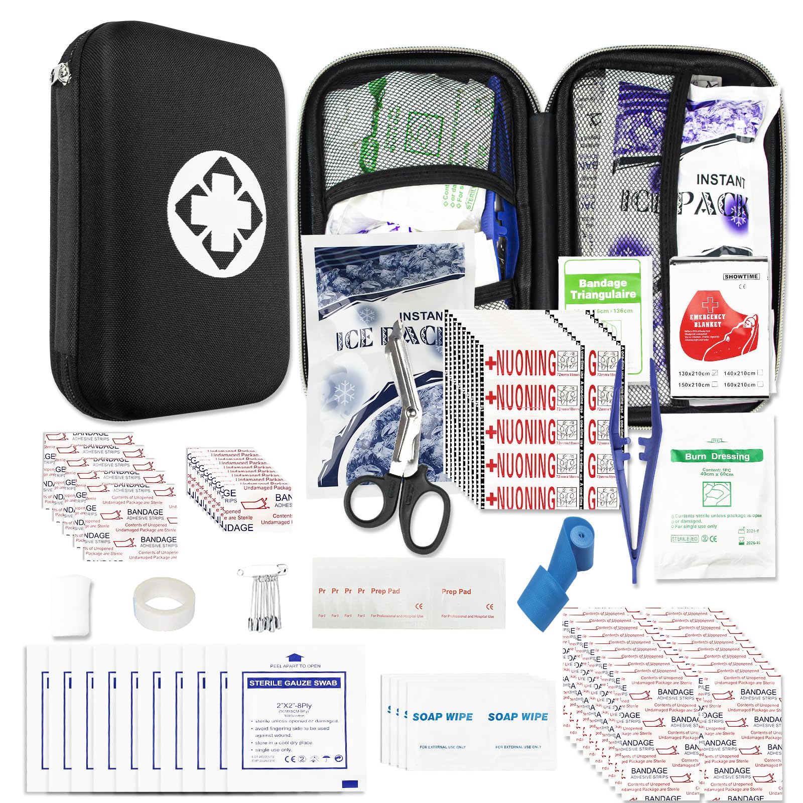 Car-Home Survival First-Aid Kit Emergency-Kit - Black 273Piece Equipment Travel Supplies First Aid Set Home Essentials Camping Hiking YIDERBO