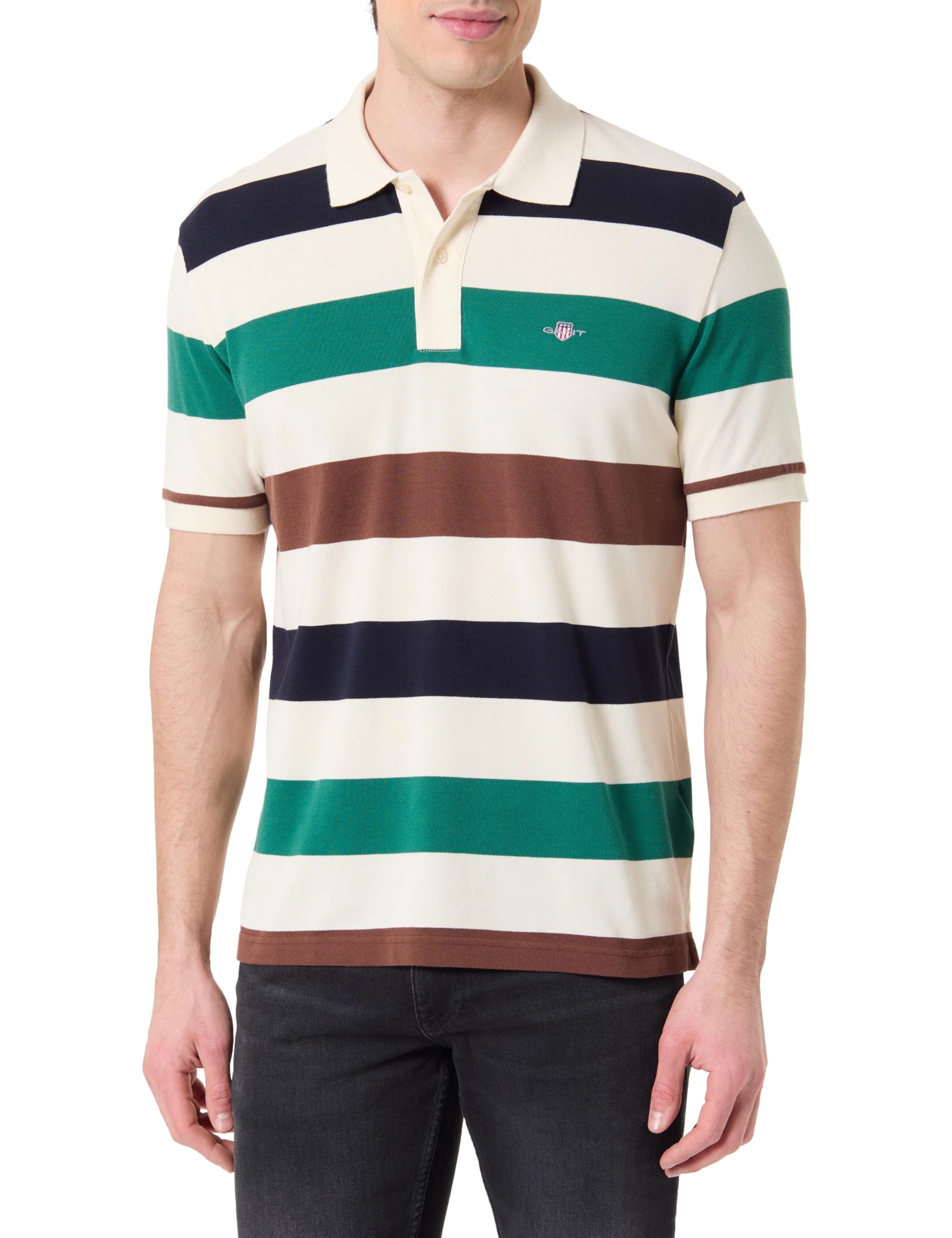 GANT Herren Striped Ss Polo Polohemd