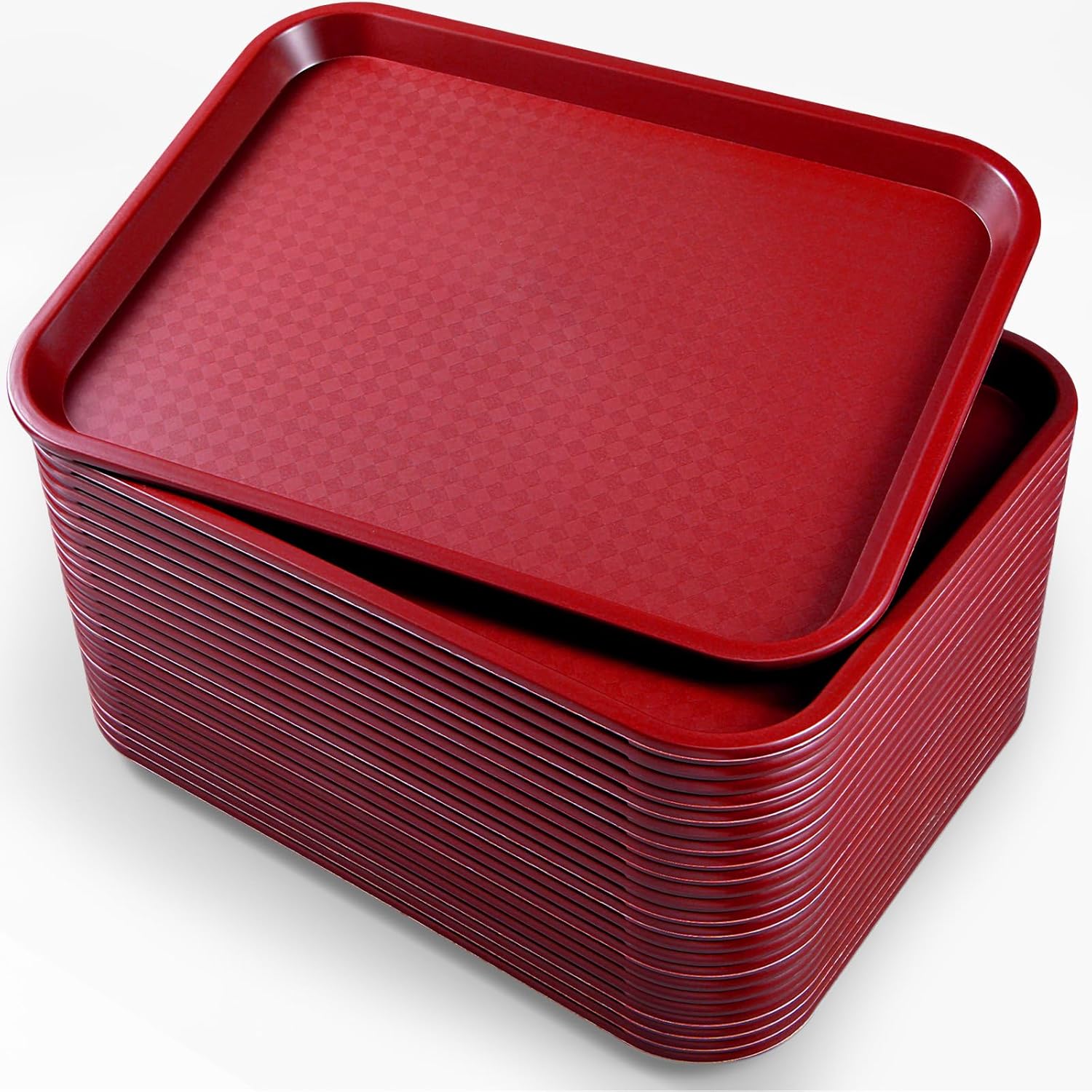 Menkxi 24 Pcs Plastic Fast Food Tray Bulk Restaurant