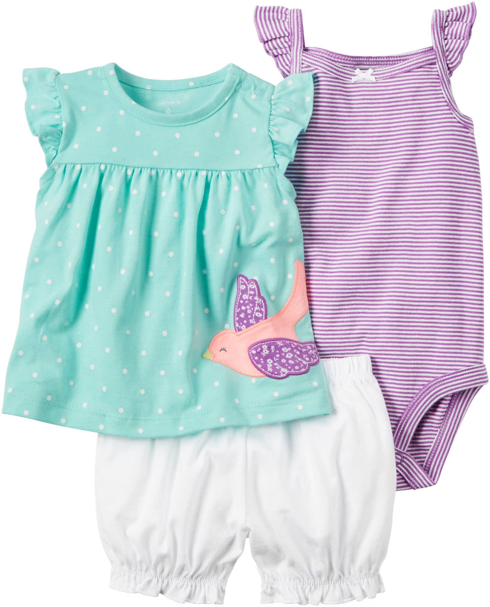 Ensemble 3 pièces oiseau Carter's bébé fille 3 mois - 2